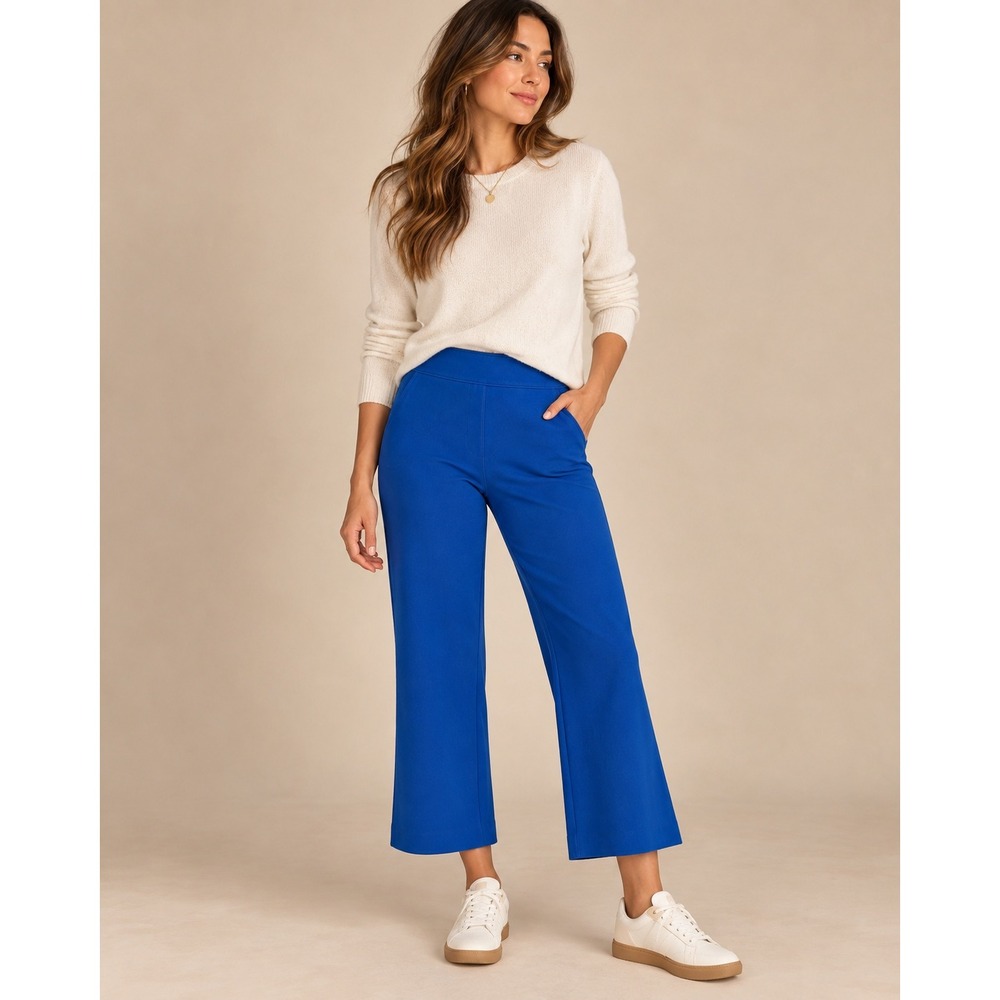 Spanx The Perfect Pant Royal Blue Wide Ankle Ponte Trousers Small